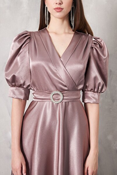 PARLAFASHION LOREN Kruvaze Yaka Kloş Elbise