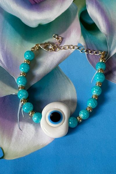 Trendy Butik Blue Beaded Evil Eye Bracelet