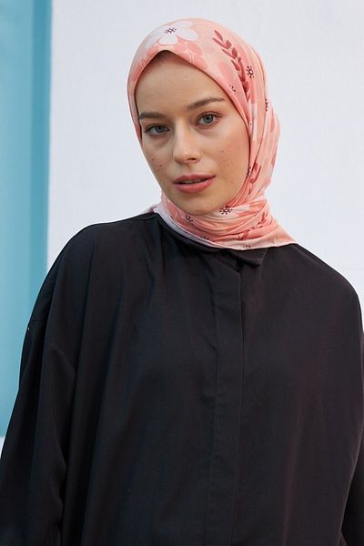 İpekhan Βαμβακερό κασκόλ Ipekhan Daisy με σχέδιο σολομός