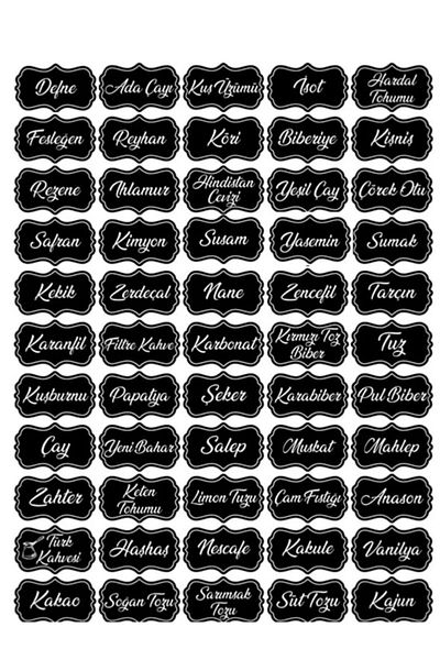 ŞAKİLATA CONCEPT Labeled 12 Pieces 500 Ml Glass Spice Jar Set with Wooden Lids