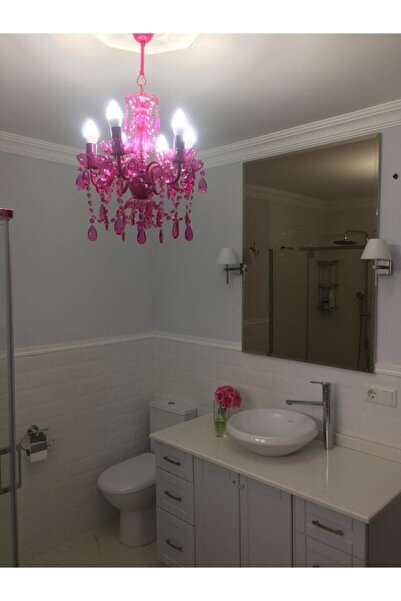 Bun Design Fuşya Taşlı Akrilik Küçük Avize