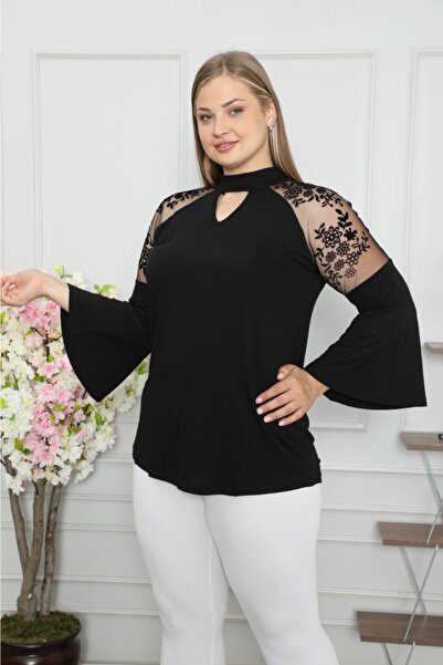 Kheos Γυναικεία μπλούζα με στάμπα από τούλι