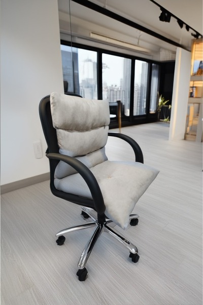 Bessmed وسادة كرسي مكتب لتقويم العظام باللون البيج - وسادة كرسي ضيف لدعم الظهر