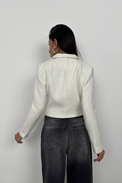 vuvutasarım New Season Γυναικείο Tweed Crop Blazer - 23S07002