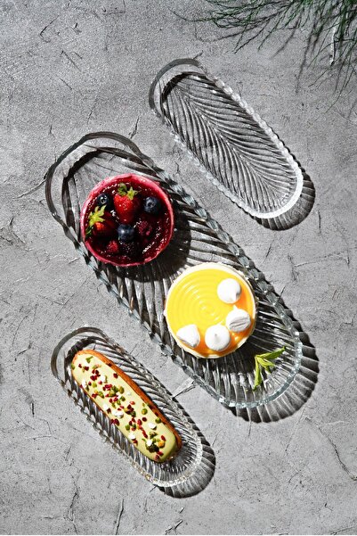 Vienev 3-Piece Glass Boat Plate 2 Small 1 Large Size