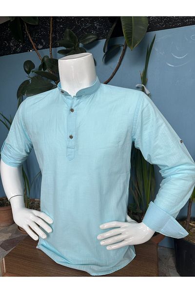 CLASSO Half Placket Judge Collar Flam Linen Shirt - Epaulet