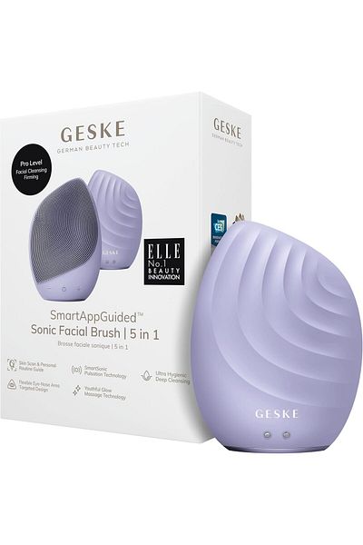 Geske Sonic Facial Brush 5 in 1 | Electric Facial Cleansing Brush | Facial Massager, Purple