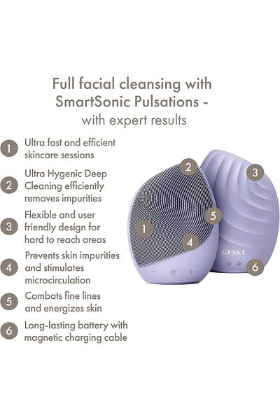 Geske Sonic Facial Brush 5 in 1 | Electric Facial Cleansing Brush | Facial Massager, Purple