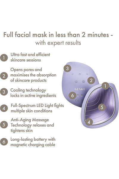 Geske Sonic Warm & Cool Mask | 9-in-1 Beauty LED | Best Massager - Purple