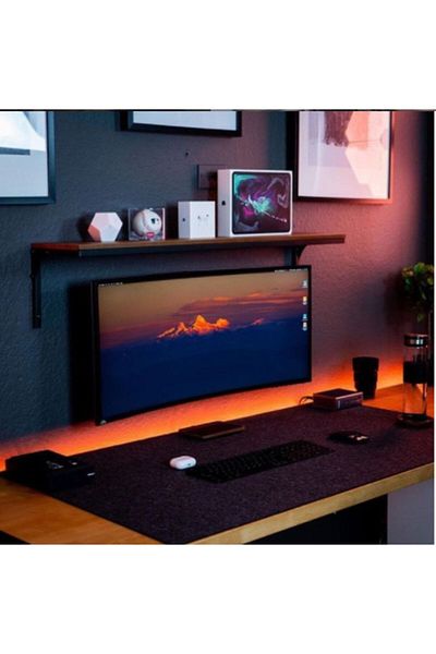 Woll Tasarım German Imported Wool Felt Desk Arrangement and Gamer Mouse Pad Dark Gray (50X100)Cm