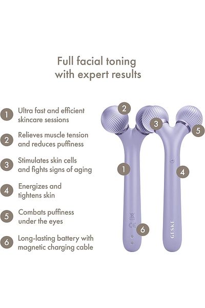 Geske Sonic Facial Roller | 4 in 1 | Derma Roller for Skincare and Beauty Routine| Purple