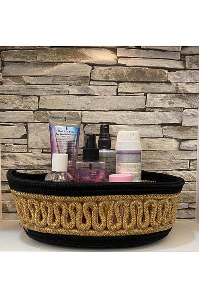 ModaCardin Natural Jute Wicker Patterned Children's Basket - Bread Cabinet Interior and Children's Room Organizer