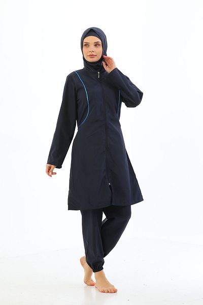 MEBA Μαγιό αλεξίπτωτο 4 τεμαχίων με φερμουάρ Navy Blue Full Covered Hijab