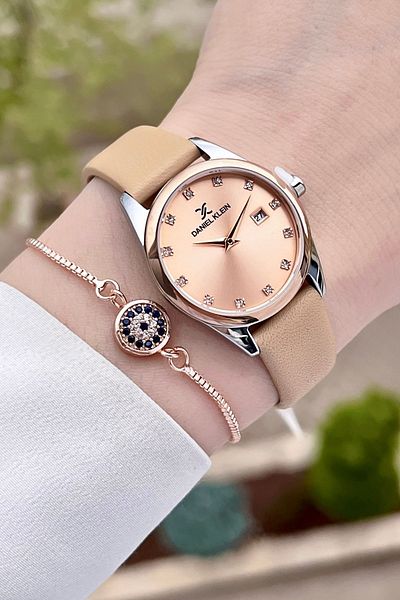 Daniel Klein Rose Dial Mink Color Adjustable Band Wrist Watch & Bracelet - Dkgnct1082