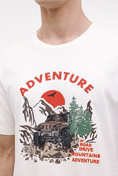 lumberjack Μπλουζάκι ML WILD 11CG574 3PR Ekru Erkek Kısa Kol