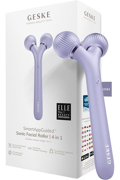 Geske Sonic Facial Roller | 4 in 1 | Derma Roller for Skincare and Beauty Routine| Purple
