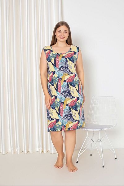 Asel Viscose Combed Nightgown - Large Size