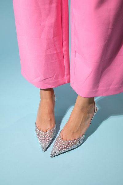 LuviShoes PERUN Pearl Pearl Transparentní dámské večerní společenské boty na tenkém podpatku