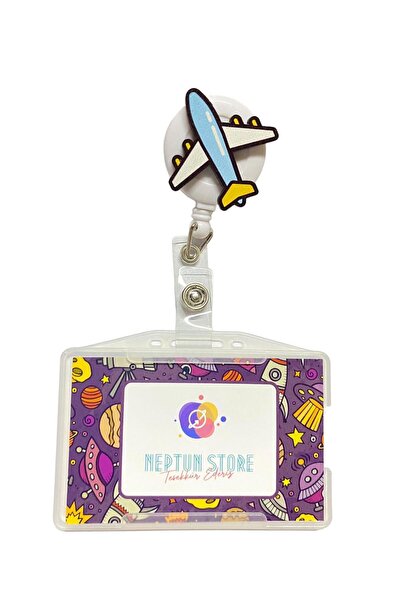 neptünstore Държач за картички Yoyo с шарка на самолет - окачена яка и висящо...