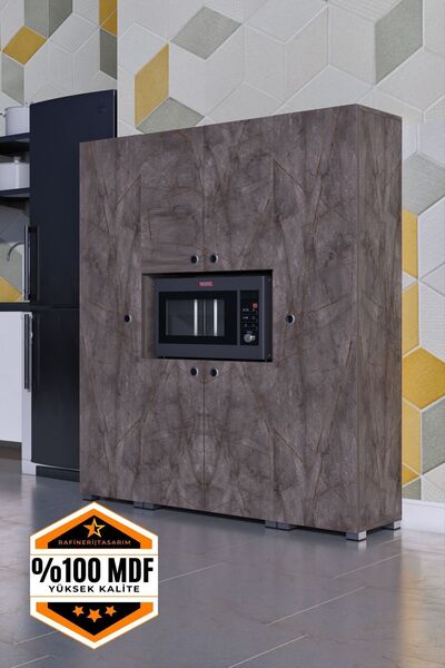 rafineritasarım Azura Çok Amaçlı Dolap Büyük Kapaklı Bölmeli Erzak Dolabı Mdf