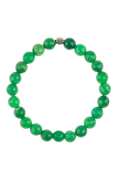 Zeynep Büyükbay 8mm Cut Green Natural Stone Bracelet - Agate