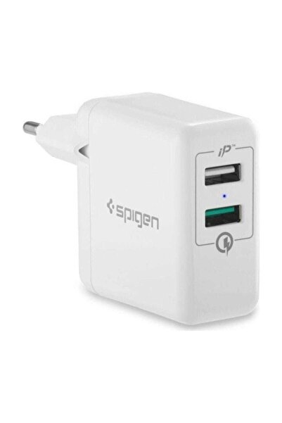 Spigen Essential 30W Hızlı Şarj Cihazı 2 Port USB Qualcomm 3.0 18W + Duvar Şa...