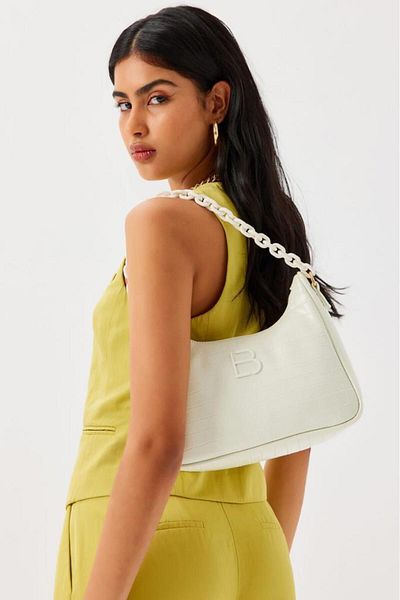 Lucky Bees Gemusterte Hand- und Schultertasche für Damen mit Kettenriemen