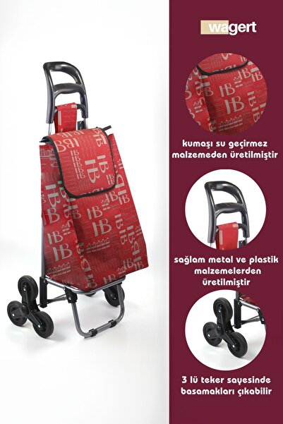 Vadi Ses Yapmaz 3 Tekerlekli Su Geçirmez Çantalı Lüks Pazar Arabası