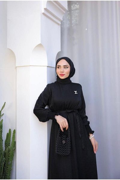 gül sezgin butik WOMEN'S BLACK COLOR TESETURE DRESS