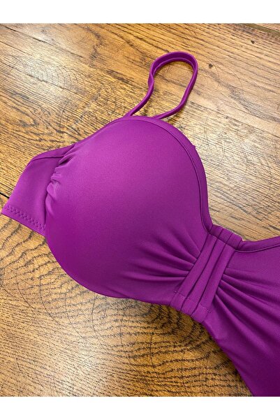 BICCA Καλοκαιρινή σειρά μπικίνι με στήριγμα πίσω, με επένδυση Push Up, με επένδυση με στήθος, γυναικείο μπλουζάκι μωβ