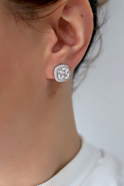 Silveranka 925 Ayar Gümüş Swarovski Taşlı Pırlanta Montür Küpe