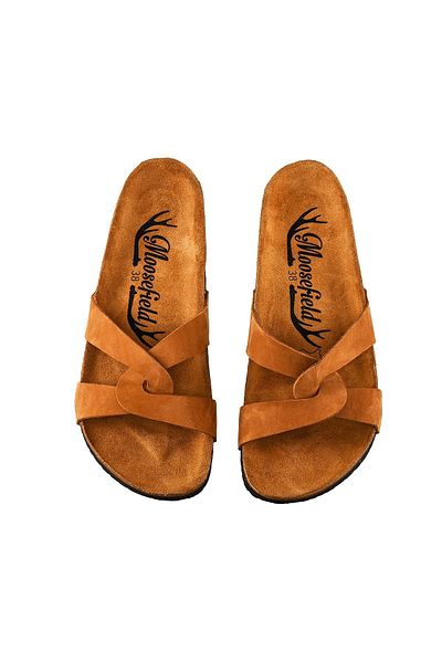 Moosefield Genuine Leather Brown Women's Slippers