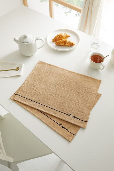 Ocean Home Textile 2 τεμάχια Jute Dream Printed Επιτραπέζια Σερβίρισμα Παρουσίαση Πιάτο Σουβλάκι American Service 45x35