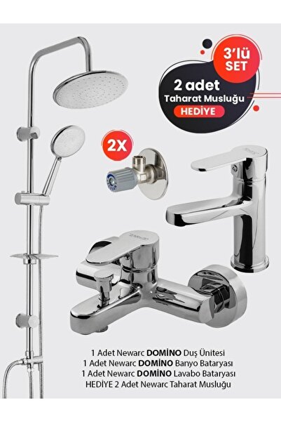 Newarc Domino 3’lü Set (döner Borulu Lavabo Bataryası)
