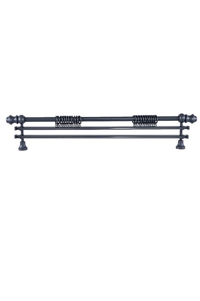 Perdejim 175 cm Anthracite Unassembled Rustic Curtain Hanger with Tulip Head - Double Rail