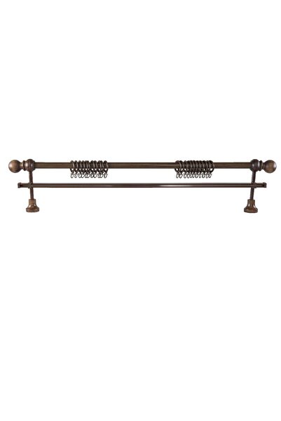 Perdejim Suport pentru perdele rustic din lemn de nuc cu cap de bilă dezasamblat 150 cm - o singură șină