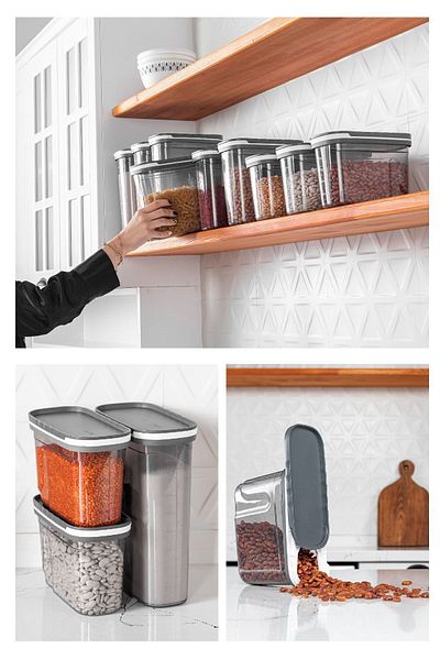 Vienev 4-Piece Sliding Lid Erzak Container 2700 Ml