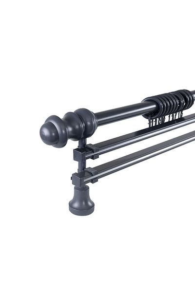 Perdejim 175 cm Anthracite Unassembled Rustic Curtain Hanger with Tulip Head - Double Rail
