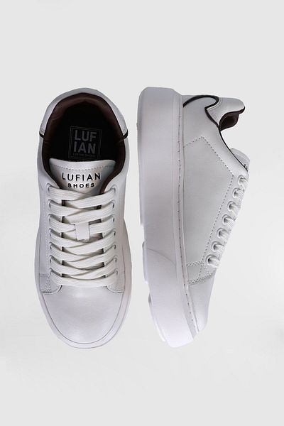Lufian Λευκό Γυναικείο Sneaker - Παπούτσια από γνήσιο δέρμα και χοντρή σόλα με κορδόνια