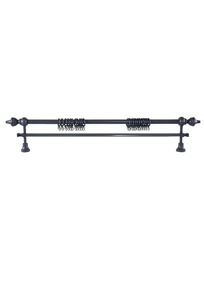 Perdejim Demonte Modern Başlıklı Antrasit Ahşap Rustik Perde Askısı 175 Cm - ...