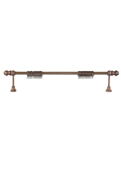PerdejimShop Demonte Lale Başlıklı Ceviz Ahşap Rustik Perde Askısı 250 Cm - R...