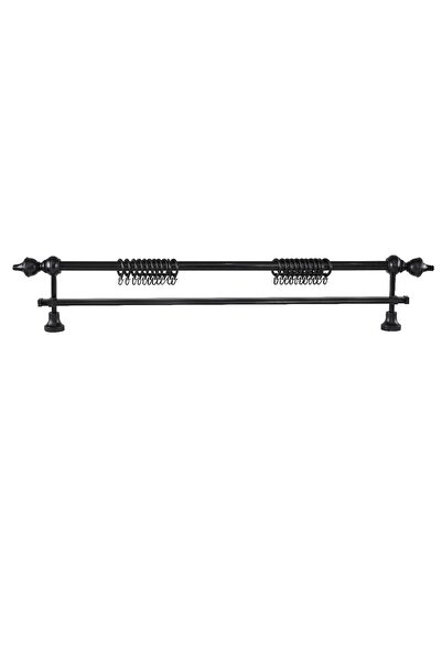 Perdejim Demonte Modern Başlıklı Siyah Ahşap Rustik Perde Askısı 100 CM - Tek...