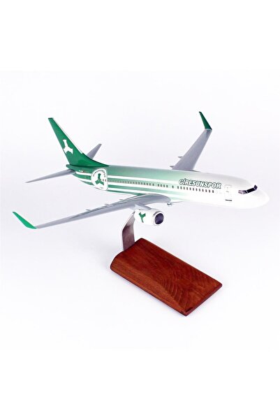 Hobbytime THY001 1/100 Ölçek, THY Giresun Spor Logolu B737-800 Yolcu Uçağı, Sergilemeye Hazır Ahşap Standlı Mo