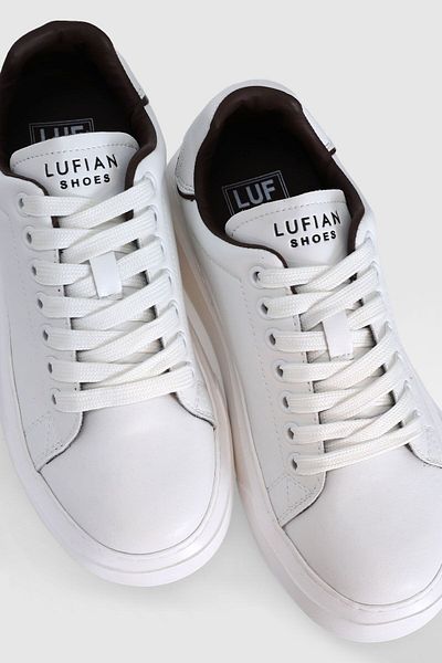 Lufian Λευκό Γυναικείο Sneaker - Παπούτσια από γνήσιο δέρμα και χοντρή σόλα με κορδόνια