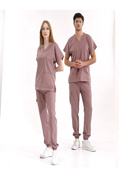 ÇİZGİ MEDİKAL Gül Kurusu Jogger Lüks Likralı Greys Takım