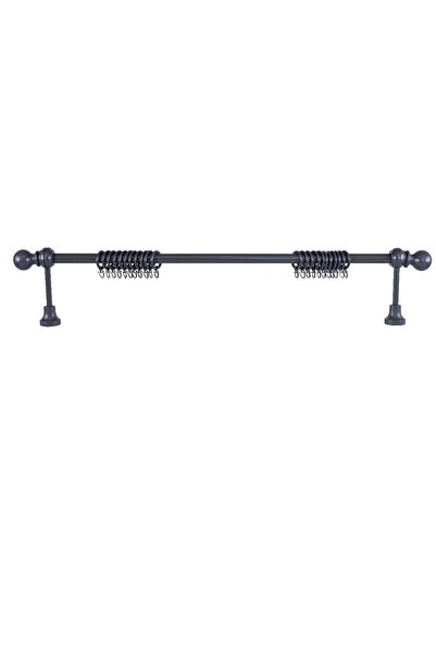 PerdejimShop Suport pentru perdele rustic din lemn antracit de 100 cm - cu cap de bile dezasamblat, fără șine