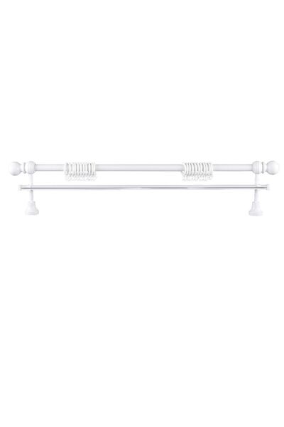 Perdejim Demonte Top Başlıklı Beyaz Ahşap Rustik Perde Askısı 100 Cm - Tek Raylı