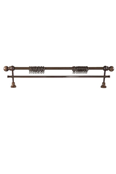 PerdejimShop Suport pentru perdele rustic din lemn de nuc cu cap de bilă dezasamblat 200 cm - o singură șină