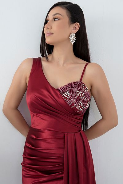 PULLIMM Rochie cu un singur umăr cu detalii de piatră 39871