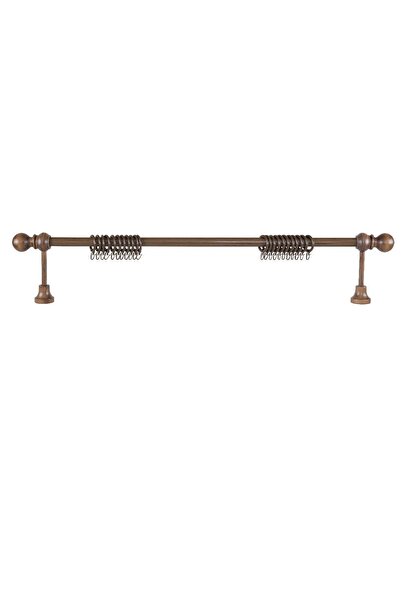 PerdejimShop Suport pentru perdele rustic din lemn de nuc cu cap de bilă dezasamblat 225 cm - fără șine